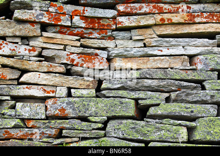 I dettagli di antico muro di pietra rovina sullo sfondo Foto Stock