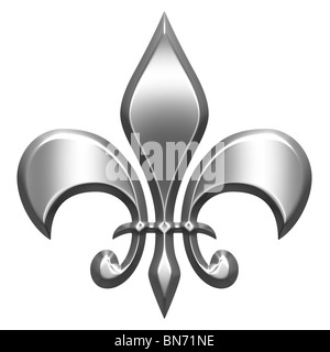 3d argento Fleur de Lis Foto Stock