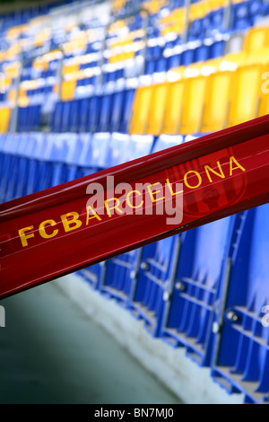 Stadio vuoto sedi sul FC Barcelona Foto Stock