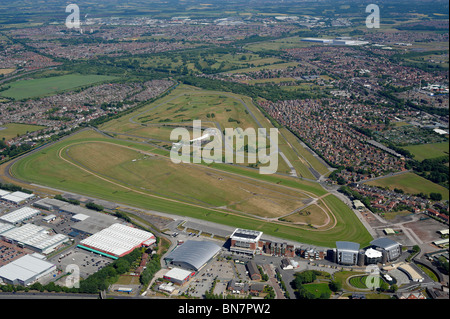 L'Aintree Racecourse, casa del Gran National, Liverpool, Nord Ovest Inghilterra Foto Stock