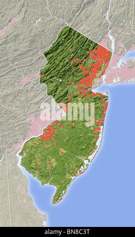 New Jersey, Rilievo ombreggiato mappa. Foto Stock