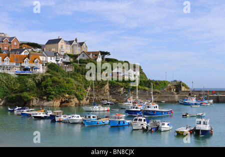 Barche da pesca in porto a Newquay, Cornwall, Regno Unito Foto Stock