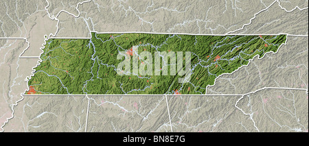 Tennessee, Rilievo ombreggiato mappa. Foto Stock