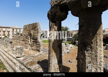 Il Tempio di Apollo, Ortigia, Siracusa (Siracusa), Sicilia, Italia Foto Stock