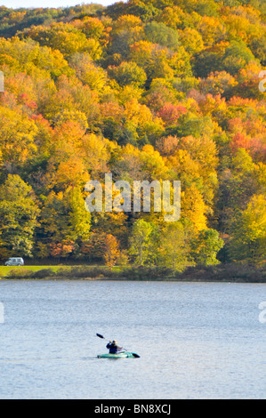 Canoa sulla Casa Rossa Lago Allegany parco dello Stato di New York Foto Stock