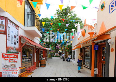 Zona Shopping Vicino a Caribbean Cruise Ship in Puerta Maya e Cozumel Messico Foto Stock