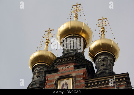 Dettaglio di cupole della chiesa russo-ortodossa di Alexander Nevsky a Copenhagen Foto Stock