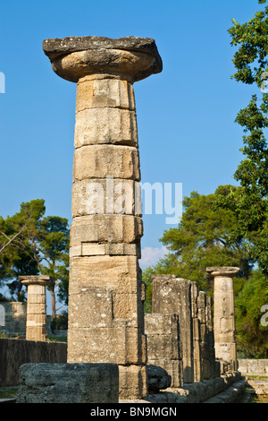 Una colonna del Tempio di Hera ad Olimpia, ca. 600-575 A.C. Foto Stock
