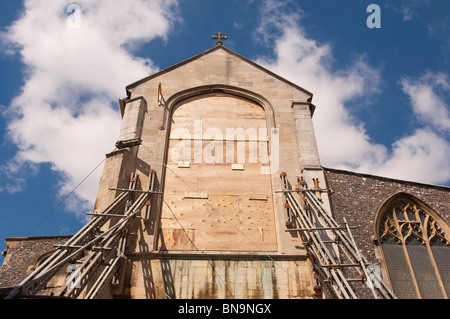 Chiesa di Santo Stefano subendo lavori di manutenzione di Norwich , Norfolk , in Inghilterra , Gran Bretagna , Regno Unito Foto Stock