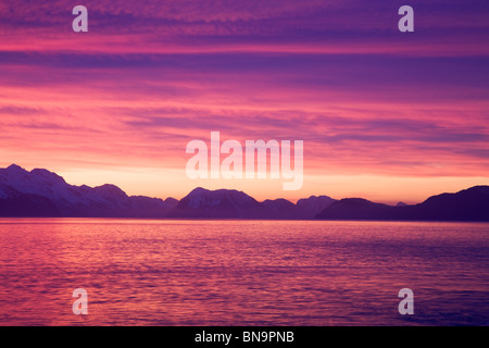 Sunrise sulla risurrezione Bay, Seward, Alaska. Foto Stock