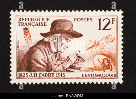 Francobollo da Francia raffigurante Jean henri Fabre, inizio entomologo Foto Stock