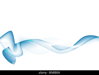 Abstract blu fumo ondulato su sfondo bianco con copyspace Foto Stock