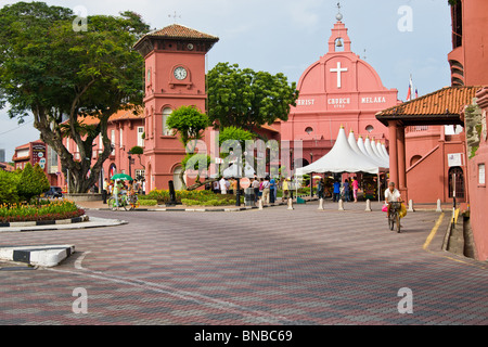 Melaka piazza storica, l'olandese stadhuys e l'olandese la Chiesa di Cristo Foto Stock