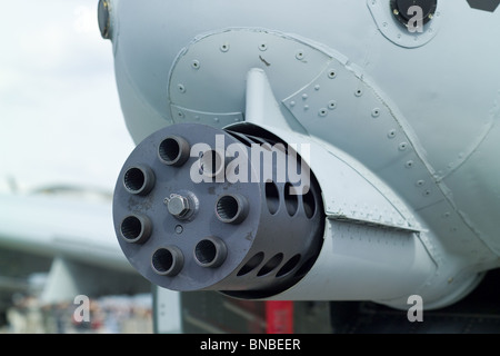 Mitragliatrice dell'A-10 Thunderbolt II Warthog, vista in dettaglio Foto Stock