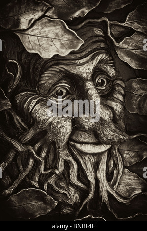 Scolpiti uomo verde della placca. Monocromatico Foto Stock
