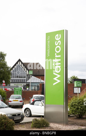 Benvenuto a Waitrose firmare al di fuori del negozio Foto Stock