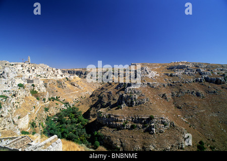 Italia, Basilicata, Matera, Sassi e l'altopiano della Murgia Foto Stock