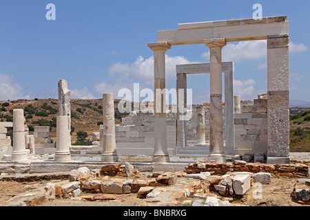 Resti di Apolona Dimitra tempio, Isola di Naxos, Cicladi, ISOLE DELL' EGEO, Grecia Foto Stock