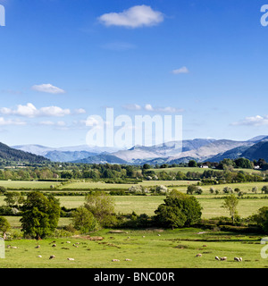 Montagne nel Lake District - Vista sulle colline centrali di Lakeland attraverso il paesaggio di Bassenthwaite Common, Inghilterra, Regno Unito Foto Stock