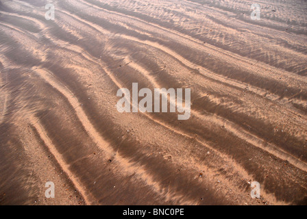 Modelli di sabbia sulla spiaggia in North Devon Foto Stock