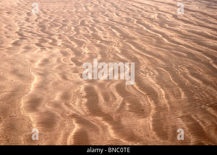 Modelli di sabbia sulla spiaggia in North Devon Foto Stock