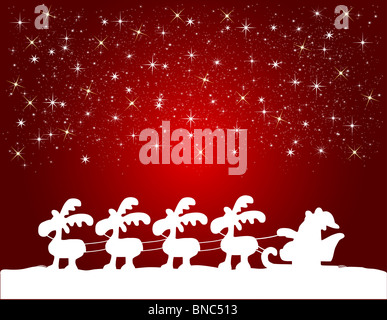 Illustrazione di un sfondo di Natale con Babbo Natale Foto Stock