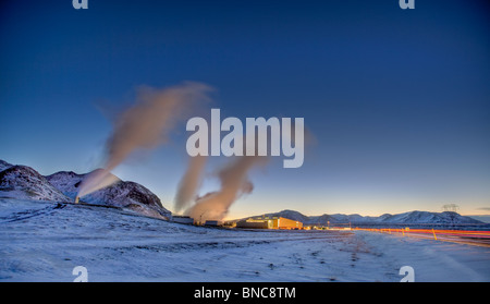 Hellisheidi Centrale geotermica, Islanda Foto Stock