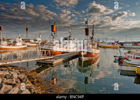 Husavik, Porto, Islanda Foto Stock