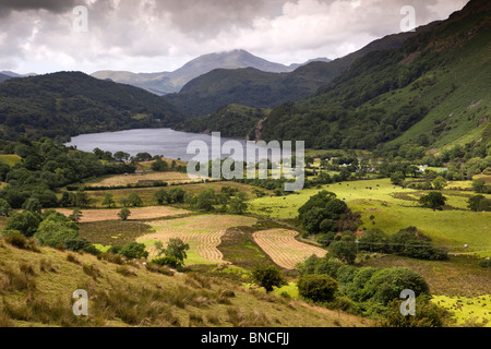 Regno Unito, Galles Snowdonia, paesaggio panoramico sopra Gwynant Llyn Foto Stock