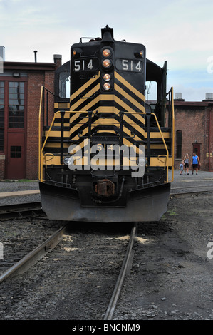 Placca in nickel Road n. 514 tirando il treno passeggeri, Steamtown National Historic Site, Scranton, PA 100710 35583 Foto Stock