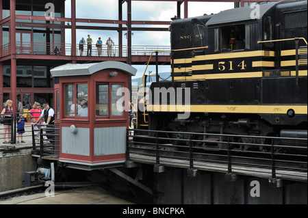 Placca in nickel Road n. 514 sul giradischi, Steamtown National Historic Site, Scranton, PA 100710 35645 Foto Stock