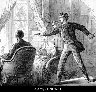 ABRAHAM LINCOLN assassinio 14 Aprile 1865 presso il Teatro di Ford, Washington, dall'attore John documento Wilkes Booth Foto Stock