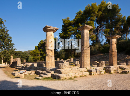 Il Tempio di Hera ad Olimpia. Vista da sud-est. Foto Stock