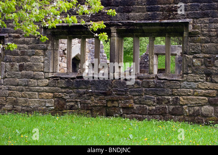 Rovine di Wycoller Hall, Lancashire Foto Stock