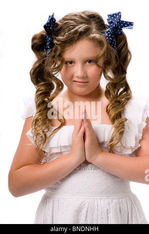 Ragazza innocente su bianco senza saldatura Foto Stock