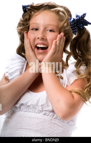 Ragazza innocente su bianco senza saldatura Foto Stock