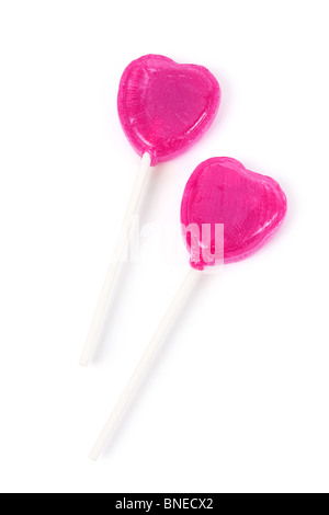 Cuore rosa forma Lollipop close up Foto Stock