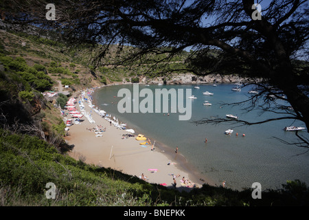 Sunj baia con la spiaggia migliore su Lopud una delle isole di Elafiti vicino Dubrovnik Croazia Foto Stock