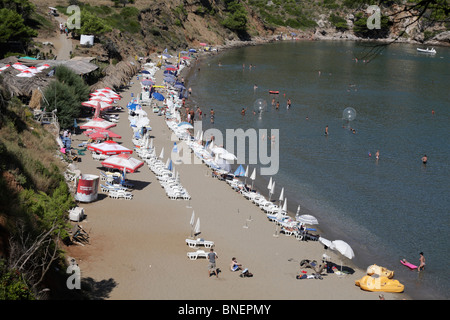 Sunj baia con la spiaggia migliore su Lopud una delle isole di Elafiti vicino Dubrovnik Croazia Foto Stock