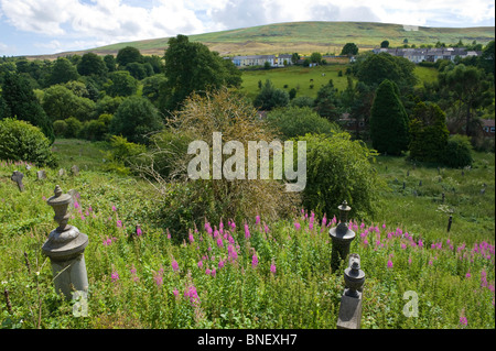 Incolto cimitero accanto al Centro del Patrimonio Mondiale in Blaenavon Lancaster Galles del Sud delle Valli REGNO UNITO Foto Stock