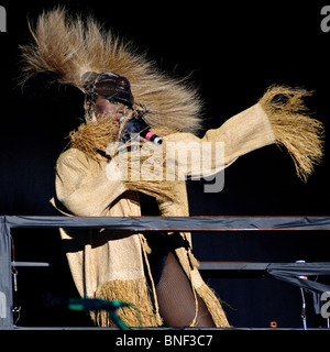 Grace Jones svolge il Lovebox festival Festival. Giorno 3, Londra, 18 luglio 2010. Foto di Julie Edwards Foto Stock