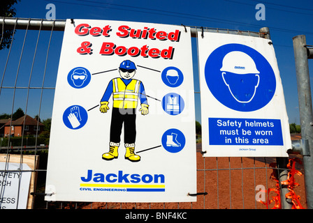 Salute e segnaletica di sicurezza sul cantiere England Regno Unito Foto Stock