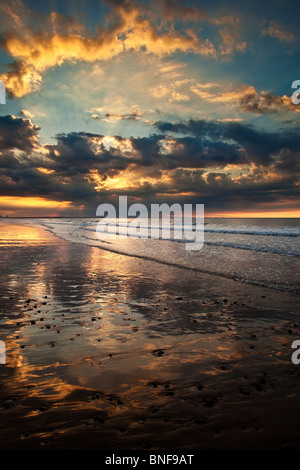 Estate tramonto a Saltburn Beach, Tees Valley Foto Stock