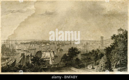 1872 incisione, "la città di New York da Brooklyn Heights.". Foto Stock