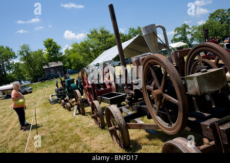 Gas di antiquariato e motore a vapore mostra a Fort Hunter, centrale dello Stato di New York, sul Canale Erie. Foto Stock