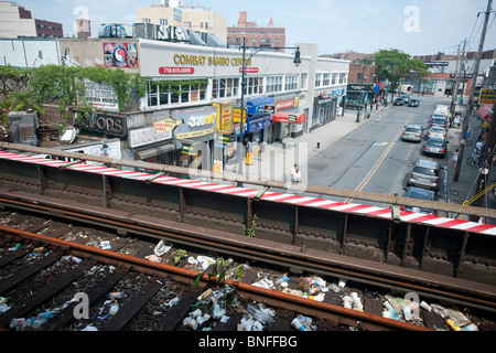 Una striscia di commerciale su Sheepshead Bay Road in Sheepshead Bay quartiere di Brooklyn a New York Foto Stock