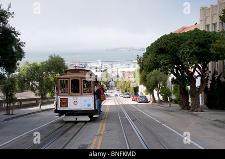 Funivia e Alcatraz San Francisco California USA Foto Stock