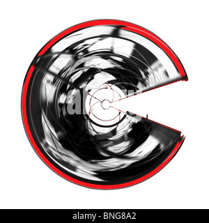 Zona C forma astratta metallo sfocata movimento circolare immagine creativa, artwork, illustrazione in nero, bianco e rosso, la stampa digitale Foto Stock