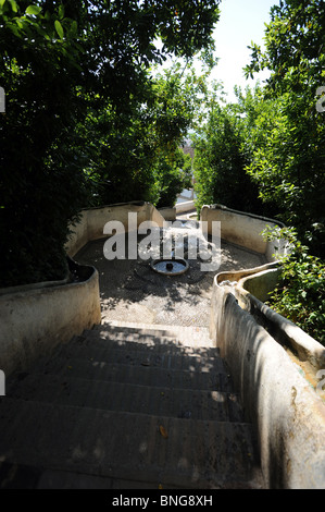 La famosa scalinata di acqua nei giardini di Generalife nell'Alhambra Palace Foto Stock