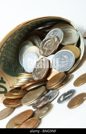 Avvisatore acustico da dollar denominazioni con belle monete Foto Stock